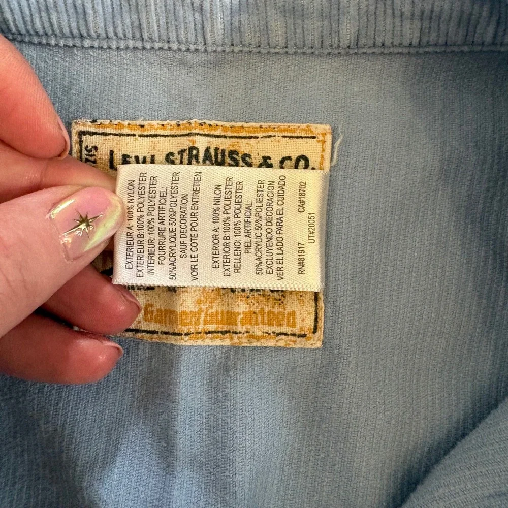 Levi's Youth Girls Light Blue Corduroy Button‎ Up Jacket Size Large